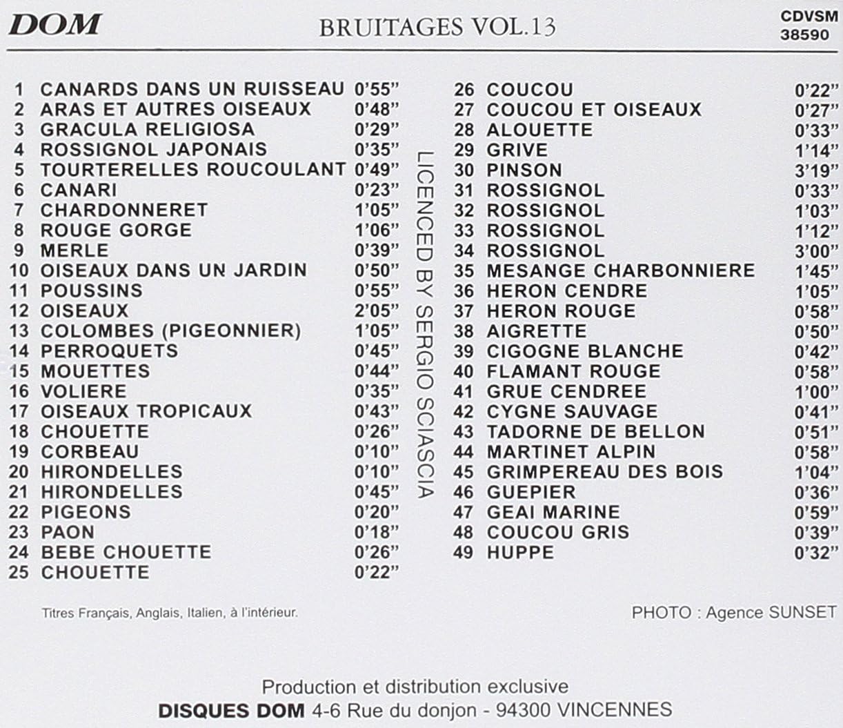Sound Effects -Oiseaux