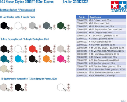 TAMIYA 300024335 Nissan Fahrzeug 300024335-1:24 Skyline 2000GT-R Street Custom, Faithful Replica, Plastic Construction, Crafts, Model Kit, Assembly, Unpainted