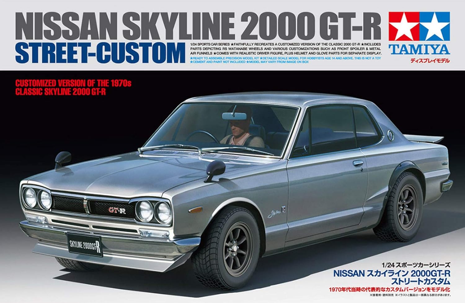 TAMIYA 300024335 Nissan Fahrzeug 300024335-1:24 Skyline 2000GT-R Street Custom, Faithful Replica, Plastic Construction, Crafts, Model Kit, Assembly, Unpainted