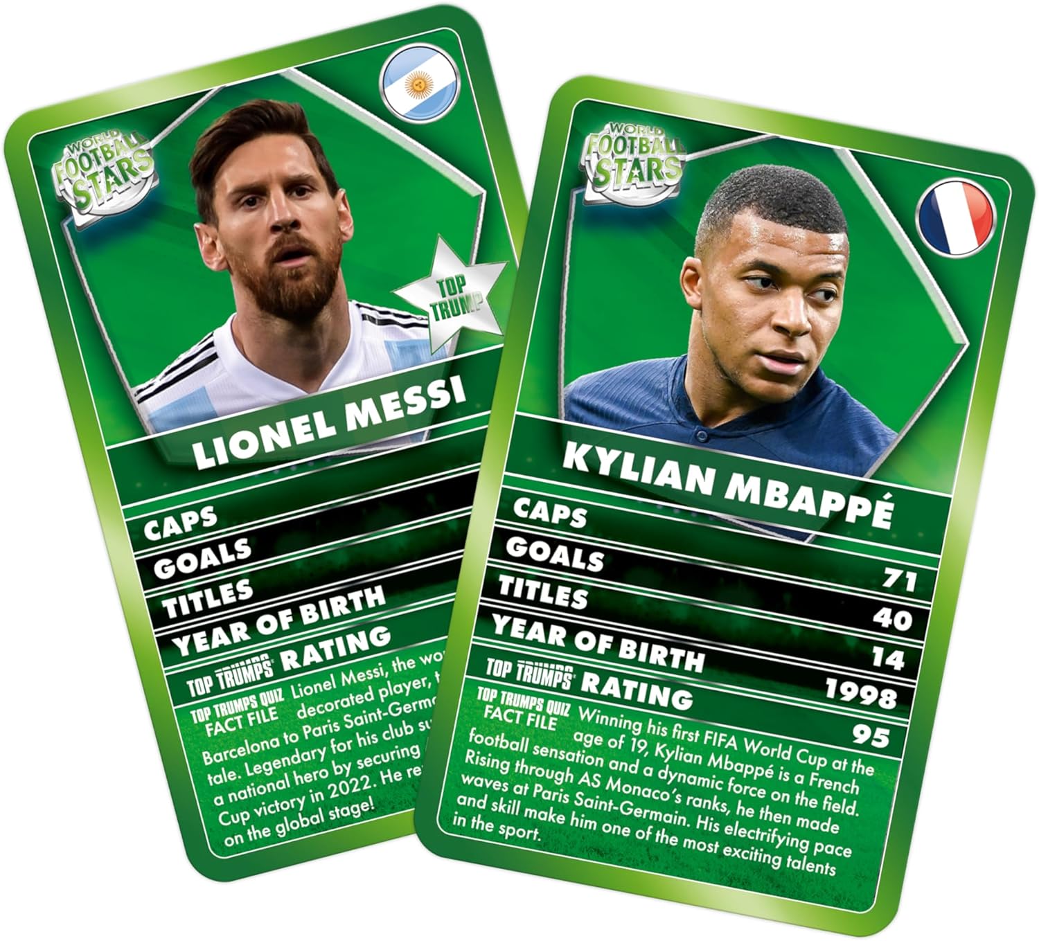 Top Trumps World Football Stars Specials Card Game Green, Play with Lionel Messi, Neymar, Cristiano Ronaldo and Harry Kane, Educational Gift and Toys for ages 6 plus