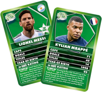 Top Trumps World Football Stars Specials Card Game Green, Play with Lionel Messi, Neymar, Cristiano Ronaldo and Harry Kane, Educational Gift and Toys for ages 6 plus