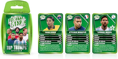 Top Trumps World Football Stars Specials Card Game Green, Play with Lionel Messi, Neymar, Cristiano Ronaldo and Harry Kane, Educational Gift and Toys for ages 6 plus