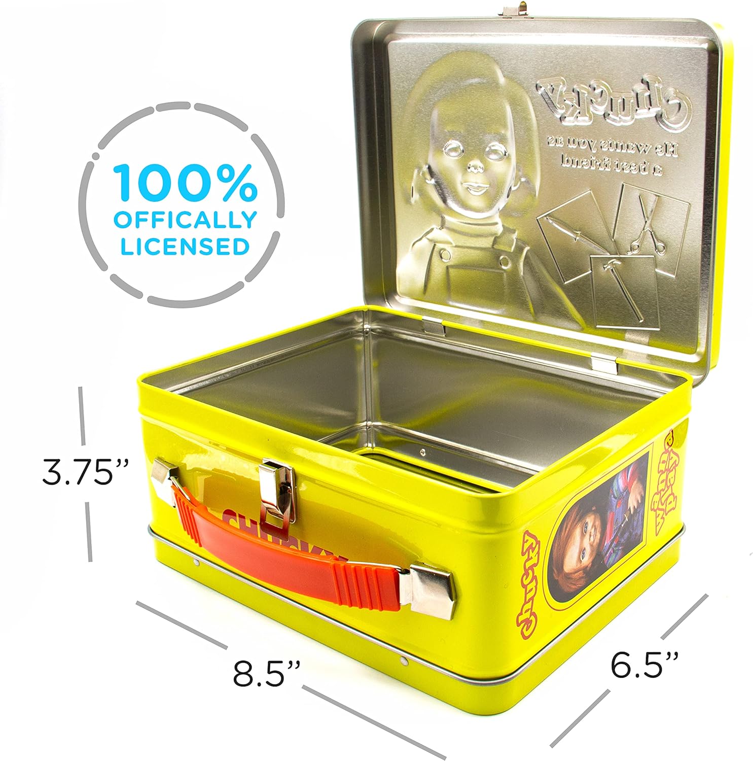 NMR Men's Chucky Tin Storage Box, Yellow, 8.63 x 3.88 x 6.75