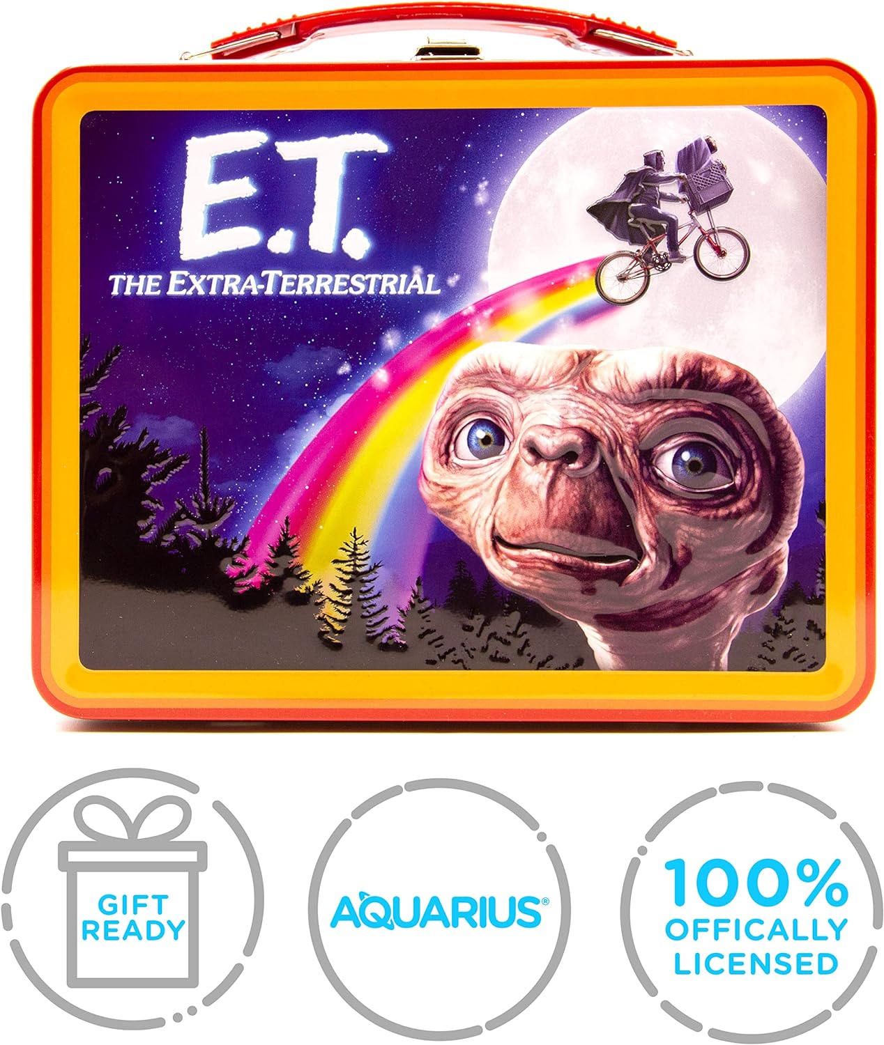 AQUARIUS E.T. Fun Box - Sturdy Tin Storage Box with Plastic Handle & Embossed Front Cover - Officially Licensed E.T. Merchandise & Collectible Gift (48288)