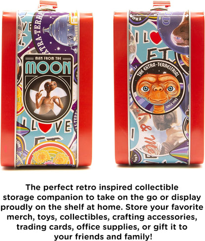AQUARIUS E.T. Fun Box - Sturdy Tin Storage Box with Plastic Handle & Embossed Front Cover - Officially Licensed E.T. Merchandise & Collectible Gift (48288)