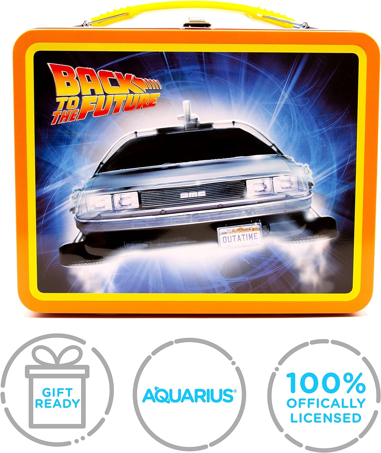 AQUARIUS Back to The Future Gen 2 Fun Box - Sturdy Tin Storage Box with Plastic Handle & Embossed Front Cover - Officially Licensed XXXXX Merchandise & Collectible Gift for Kids, Teens & Adults