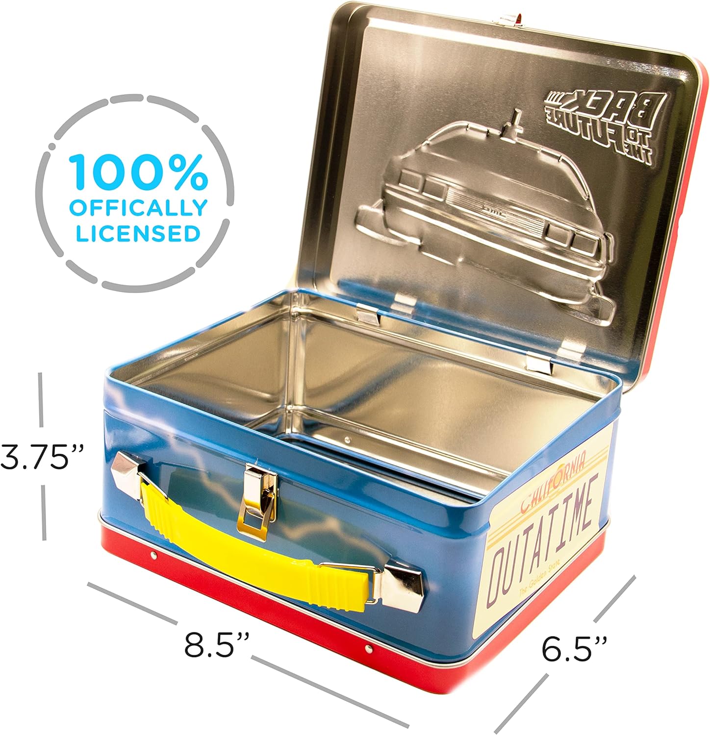 AQUARIUS Back to The Future Gen 2 Fun Box - Sturdy Tin Storage Box with Plastic Handle & Embossed Front Cover - Officially Licensed XXXXX Merchandise & Collectible Gift for Kids, Teens & Adults