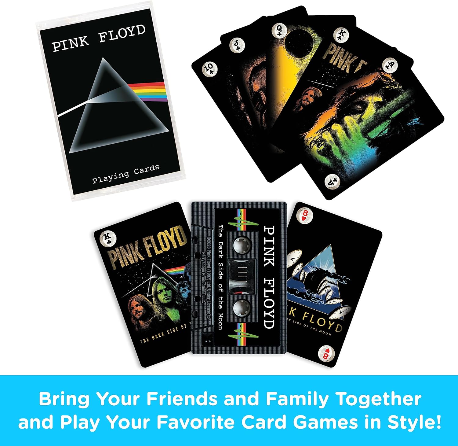 Aquarius Pink Floyd DSOM Cassette Playing Cards -Pink Floyd Themed Deck of Cards for Your Favorite Card Games - Officially Licensed Pink Floyd Merchandise & Collectibles 2.3 x 4.3