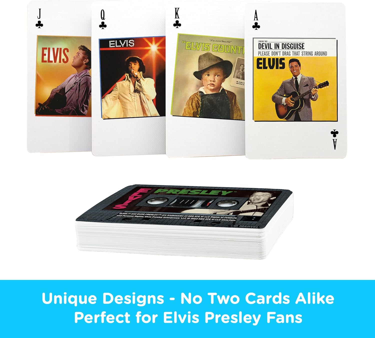AQUARIUS Elvis Presley Premium Cassette Playing Cards -Elvis Presley Themed Deck of Cards for Your Favorite Card Games - Officially Licensed Elvis Presley Merchandise & Collectibles