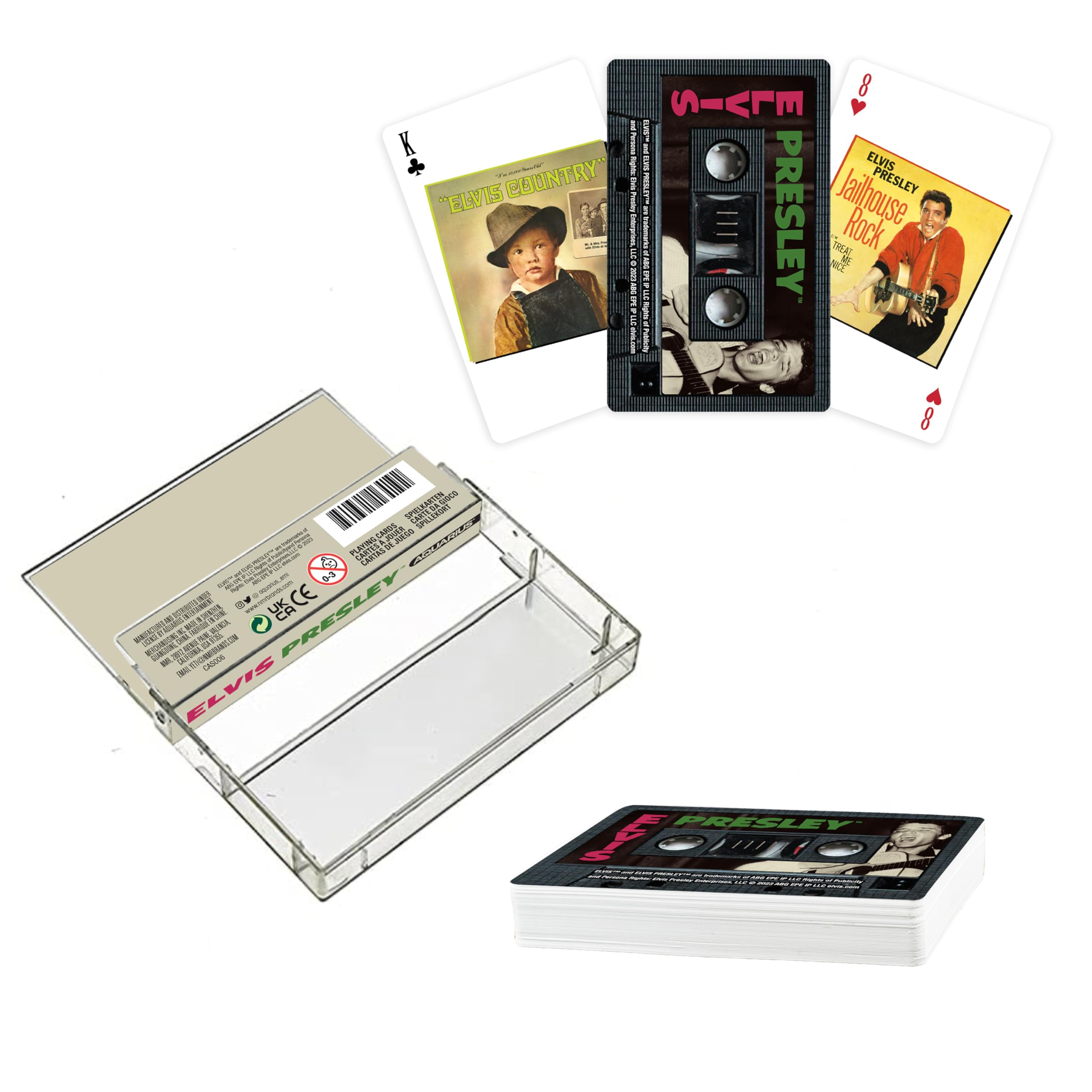 AQUARIUS Elvis Presley Premium Cassette Playing Cards -Elvis Presley Themed Deck of Cards for Your Favorite Card Games - Officially Licensed Elvis Presley Merchandise & Collectibles