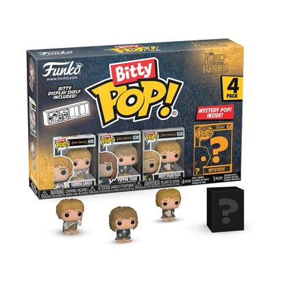 Funko Bitty Pop! Lord Of the Rings - Samwise 4PK and A Surprise Mystery Mini Figure - 0.9 Inch (2.2 Cm) - Lord Of the Rings Collectable - Stackable Display Shelf Included - Gift Idea