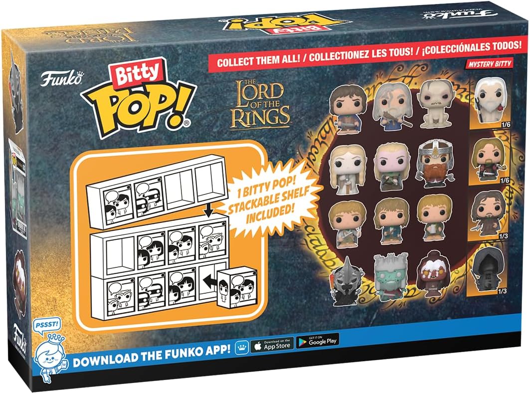 Funko Bitty Pop! Lord Of the Rings - Samwise 4PK and A Surprise Mystery Mini Figure - 0.9 Inch (2.2 Cm) - Lord Of the Rings Collectable - Stackable Display Shelf Included - Gift Idea