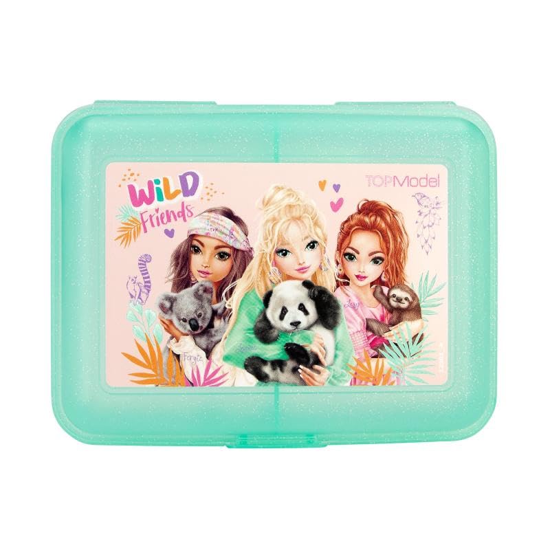 Depesche 12901 TOPModel Wild Semitransparent Turquoise, with Model Motif, Lunch Box with Main Compartment and Insertable Divider Card, Plastic, Multicoloured