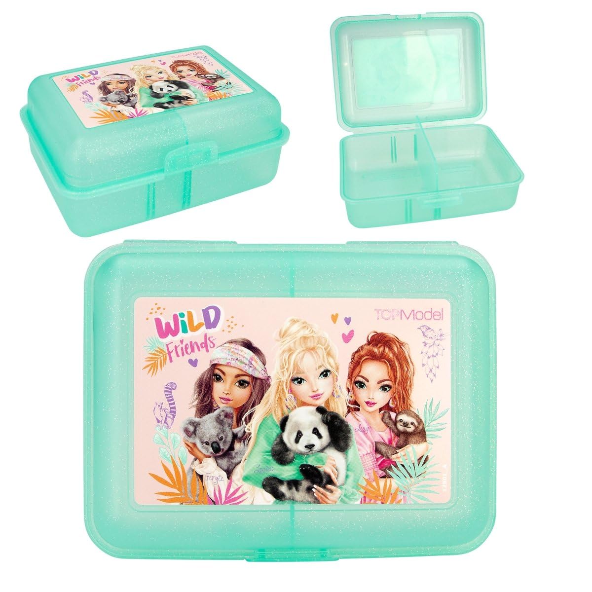 Depesche 12901 TOPModel Wild Semitransparent Turquoise, with Model Motif, Lunch Box with Main Compartment and Insertable Divider Card, Plastic, Multicoloured
