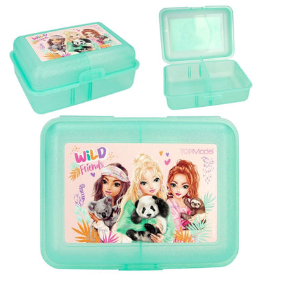 Depesche 12901 TOPModel Wild Semitransparent Turquoise, with Model Motif, Lunch Box with Main Compartment and Insertable Divider Card, Plastic, Multicoloured