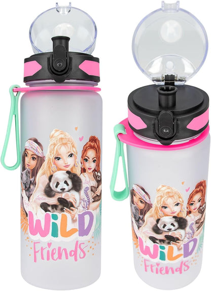 Depesche 12902 TOPModel Wild-Biberon Semitrasparente con Stampa di Modelli e Motivi Animali, Coperchio Flip-Top e Manico, capacità Circa 700 ml, Multicolore