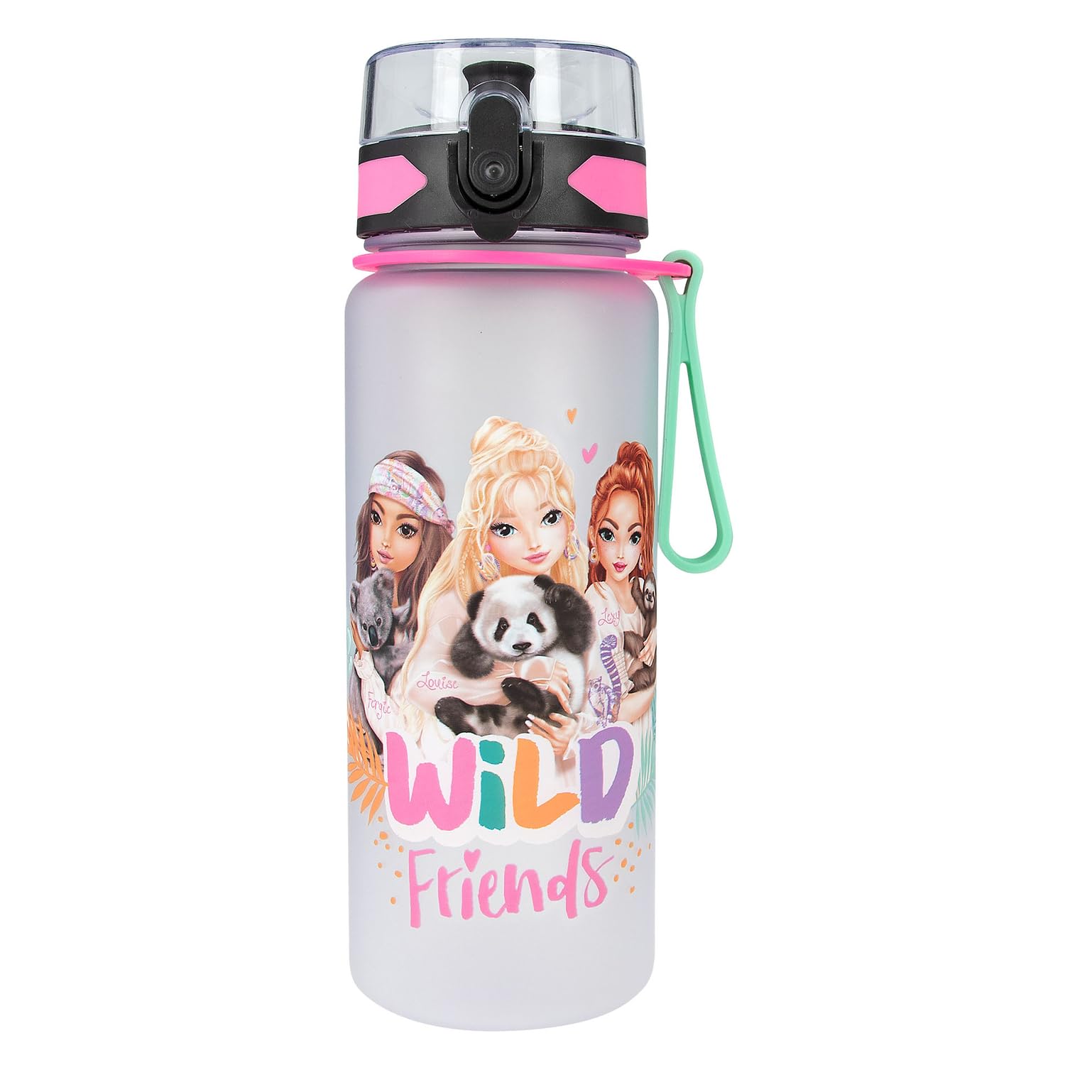 Depesche 12902 TOPModel Wild-Biberon Semitrasparente con Stampa di Modelli e Motivi Animali, Coperchio Flip-Top e Manico, capacità Circa 700 ml, Multicolore