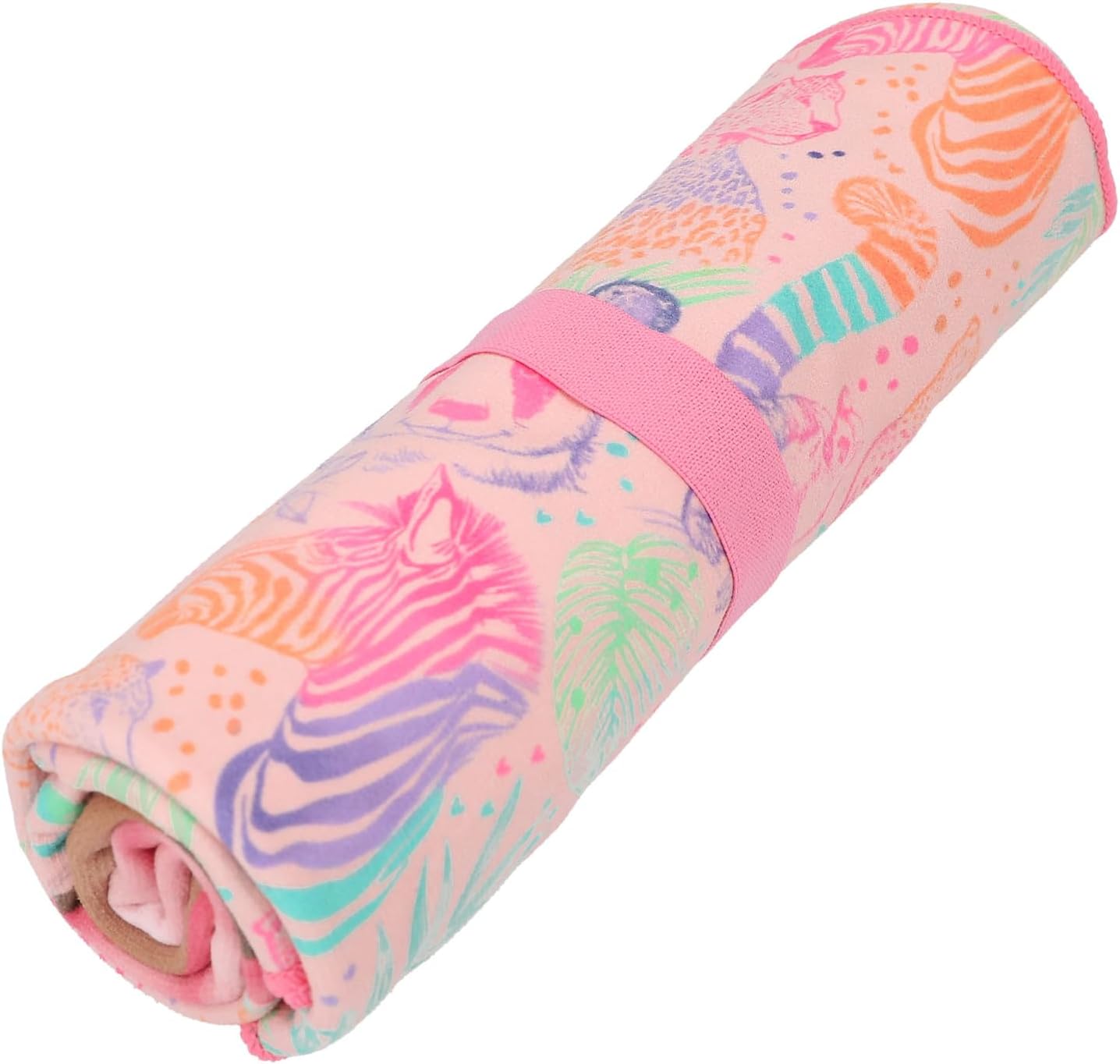 Depesche TOPModel Wild 12791 Microfibre Towel with Model Motif and Colourful Animal Pattern, with Elastic Band for Rolling Up and Fixing
