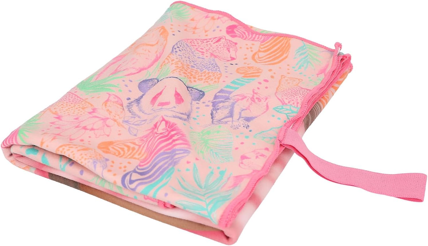 Depesche TOPModel Wild 12791 Microfibre Towel with Model Motif and Colourful Animal Pattern, with Elastic Band for Rolling Up and Fixing