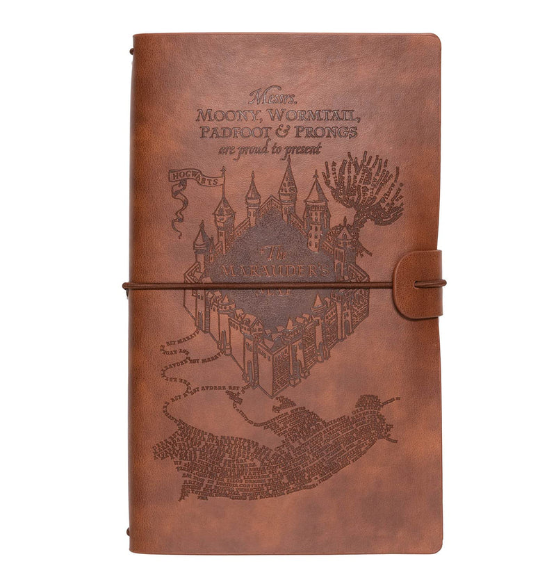 Grupo Erik Reisetagebuch zum Selberschreiben Harry Potter | 12x19,6 cm, Einband aus synthetischem Leder und Gummiband zum sicheren Verschließen & Harry Potter Kugelschreiber Harrys Zauberstab