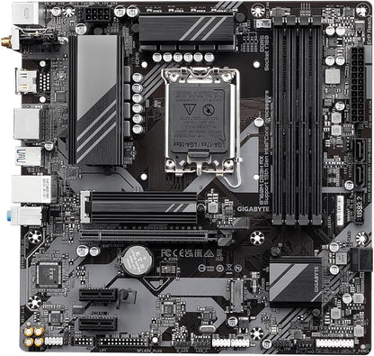 Gigabyte B760M DS3H AX Motherboard - Supports Intel Core 14th Gen CPUs, 6+2+1 Phases Digital VRM, up to 7600MHz DDR5 (OC), 2xPCIe 4.0 M.2, Wi-Fi 6E, 2.5GbE LAN, USB 3.2 Gen 2