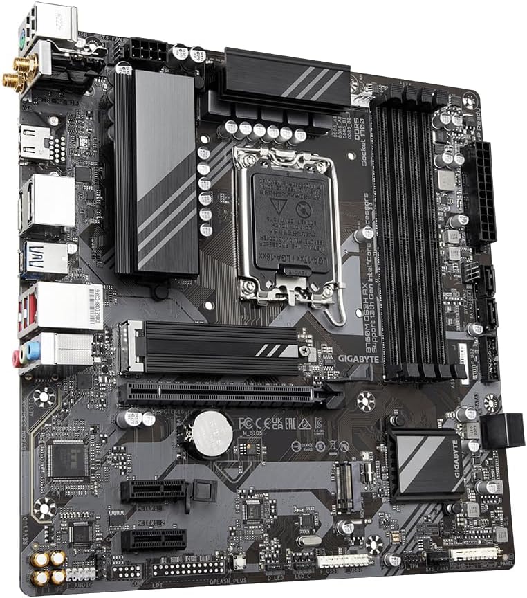 Gigabyte B760M DS3H AX Motherboard - Supports Intel Core 14th Gen CPUs, 6+2+1 Phases Digital VRM, up to 7600MHz DDR5 (OC), 2xPCIe 4.0 M.2, Wi-Fi 6E, 2.5GbE LAN, USB 3.2 Gen 2