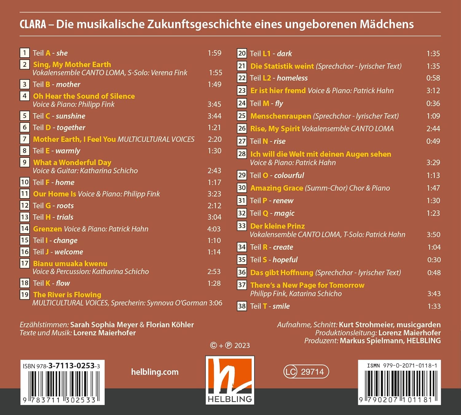CLARA - Hörbuch-CD: Die musikalische Zukunftsgeschichte eines ungeborenen MädchensGesamtaufnahme mit 2 Erzählstimmen und Musik
