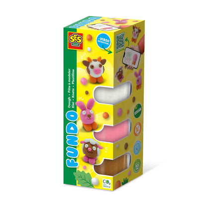 SES Creative 00811 FunDo dough-Farm animals (3x90gr-1x40gr), various