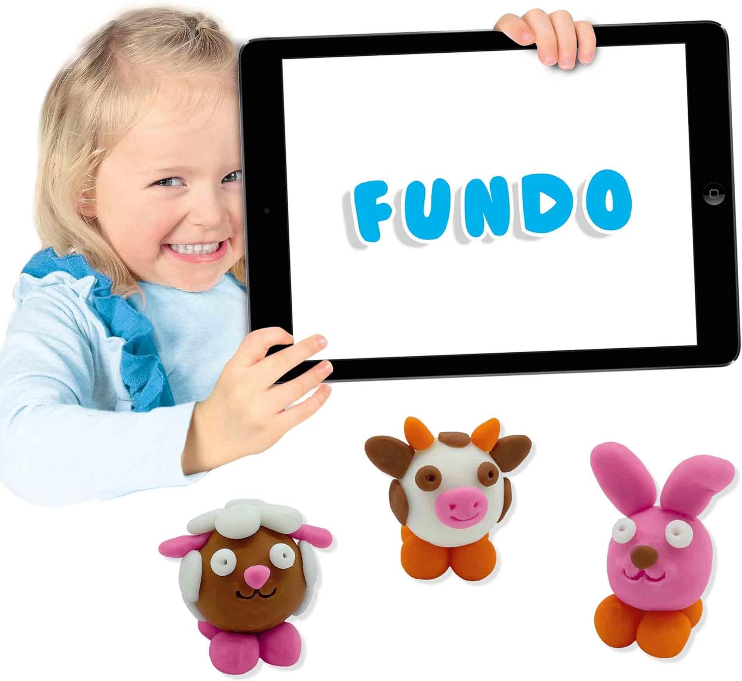 SES Creative 00811 FunDo dough-Farm animals (3x90gr-1x40gr), various