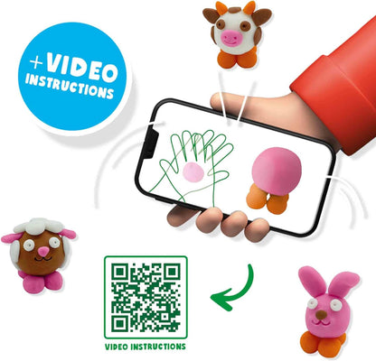 SES Creative 00811 FunDo dough-Farm animals (3x90gr-1x40gr), various