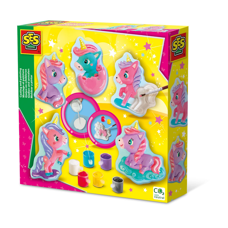 SES Creative 01341 Gießen und anmalen-Baby-Einhörner, Diverse Farben, für Kinder ab 5 Jahren