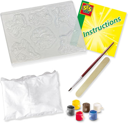 SES Creative 01404 Gips Gießen Bastelset Fabelwesen-Set, Kreativkit für Kinder, Diverse Farben