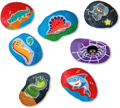 SES Creative 14289 Dinosaur Steine bemalen mit Transferaufklebern, diverse Farben