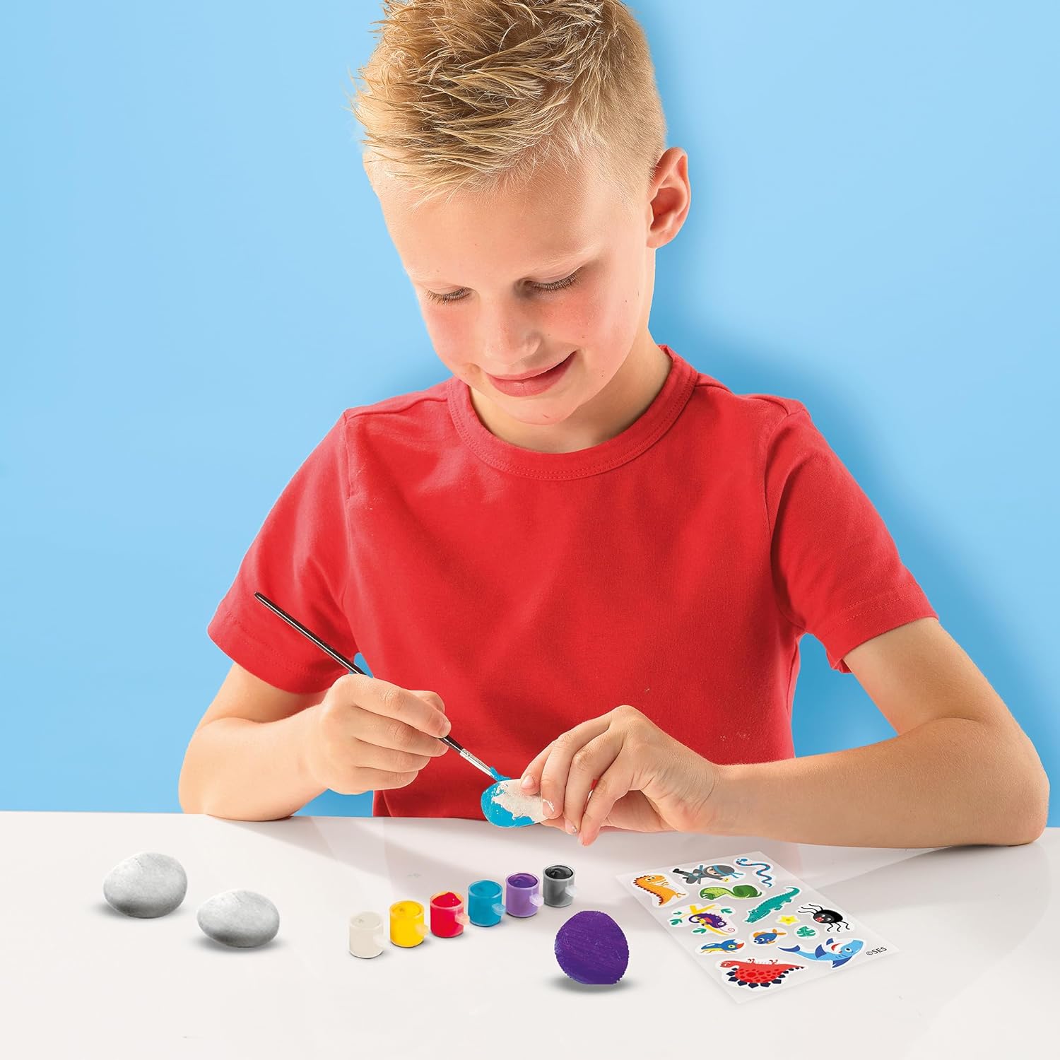 SES Creative 14289 Dinosaur Steine bemalen mit Transferaufklebern, diverse Farben