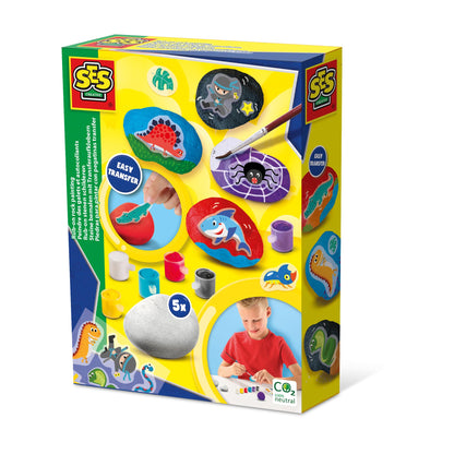 SES Creative 14289 Dinosaur Steine bemalen mit Transferaufklebern, diverse Farben