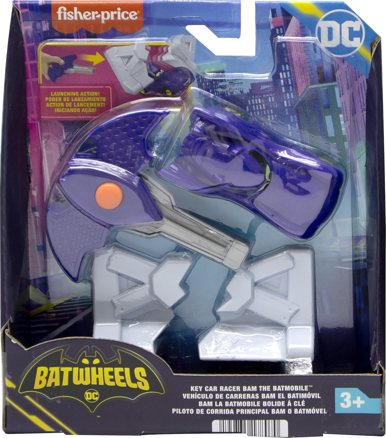 Fisher-Price DC Batwheels 1:55 Scale Toy Car Bam The Batmobile Launching Vehicle with Crash Accessory for Ages 3+ Years