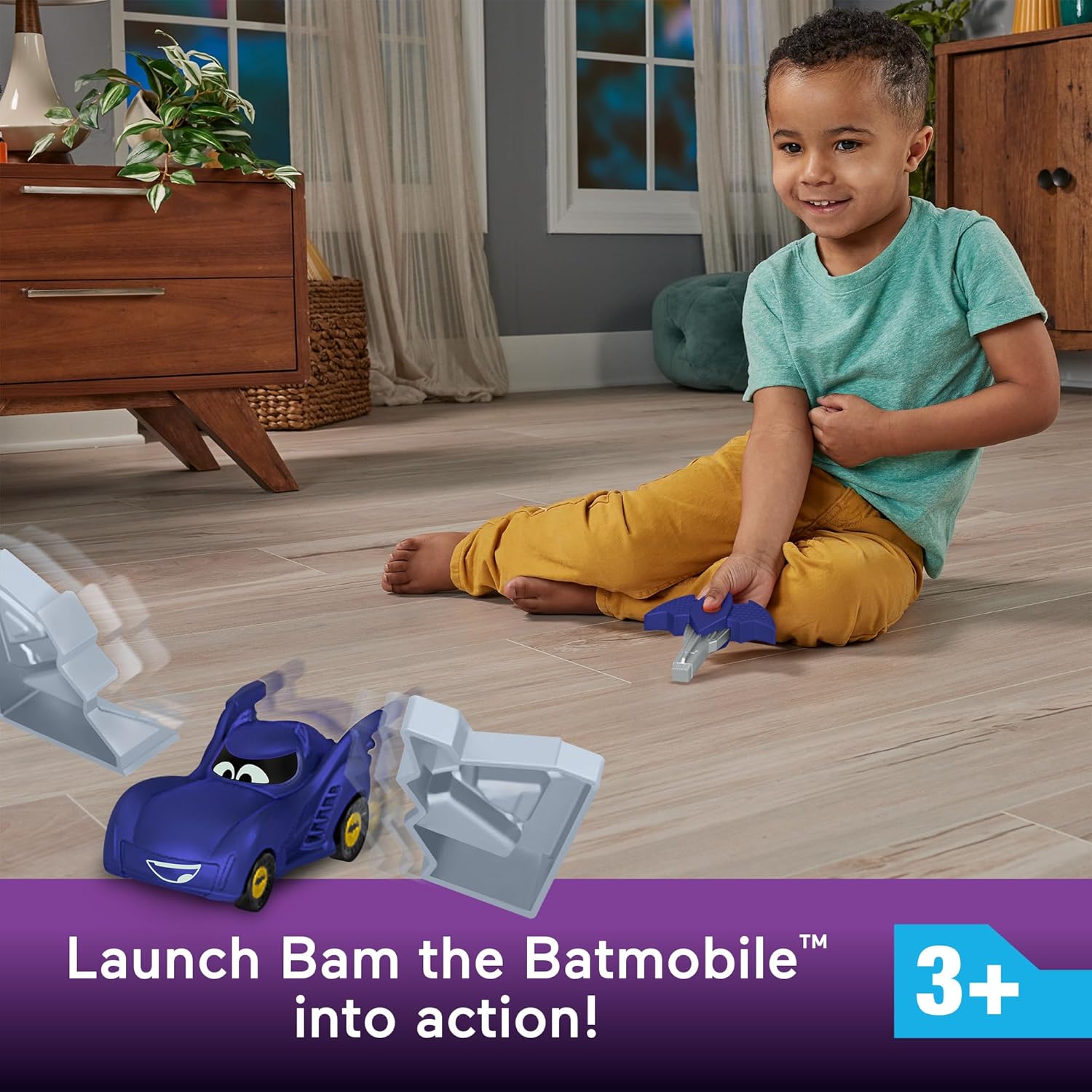 Fisher-Price DC Batwheels 1:55 Scale Toy Car Bam The Batmobile Launching Vehicle with Crash Accessory for Ages 3+ Years