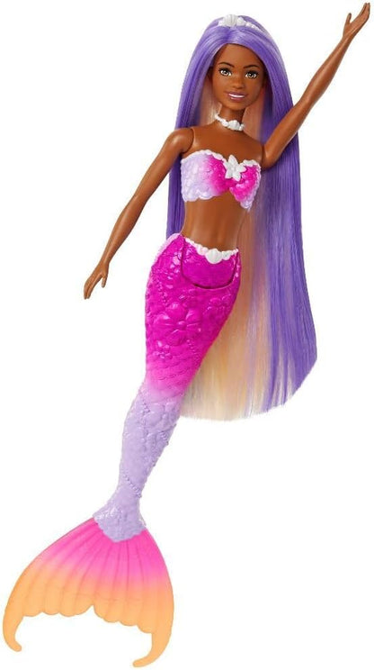 BARBIE Meerjungfrau-Puppe - Inspiriert von der Fernsehserie "Barbie Ein verborgener Zauber", mit Farbwechseleffekt und Zubehör, 19 cm pinke Haare zum Stylen, für endlosen Spielspaß, HRP98