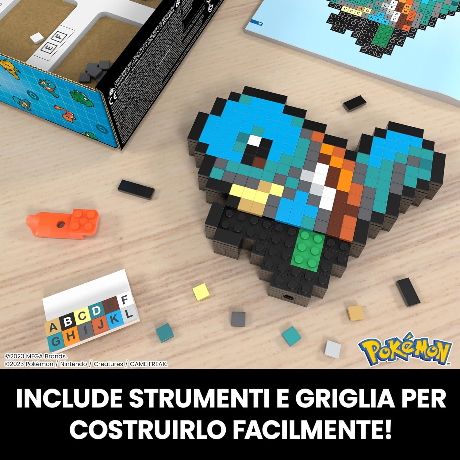 MEGA Pokémon Action Figure Building Set, Squirtle with 367 Pieces and Pixel Retro Style, for Table or Wall Decor, Build & Display Toy for Collectors, HTH77