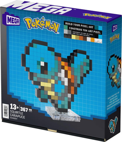 MEGA Pokémon Action Figure Building Set, Squirtle with 367 Pieces and Pixel Retro Style, for Table or Wall Decor, Build & Display Toy for Collectors, HTH77