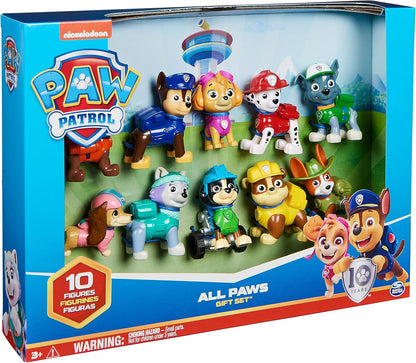 Paw Patrol, 10th Anniversary, All Paws On Deck Toy Figures Gift Pack with 10 Collectible Action Figures, Kids' Toys for Ages 3 and up