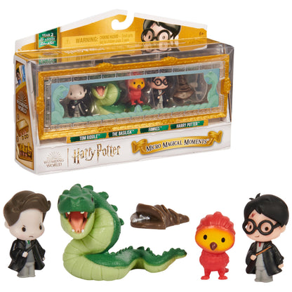 Wizarding World Harry Potter - Micro Magical Moments Sammelfiguren Geschenkset Kammer des Schreckens mit Harry Potter, Tom Riddle, Basilisk, Fawkes und Setzkasten, für Kinder ab 6 Jahren, Fanartikel