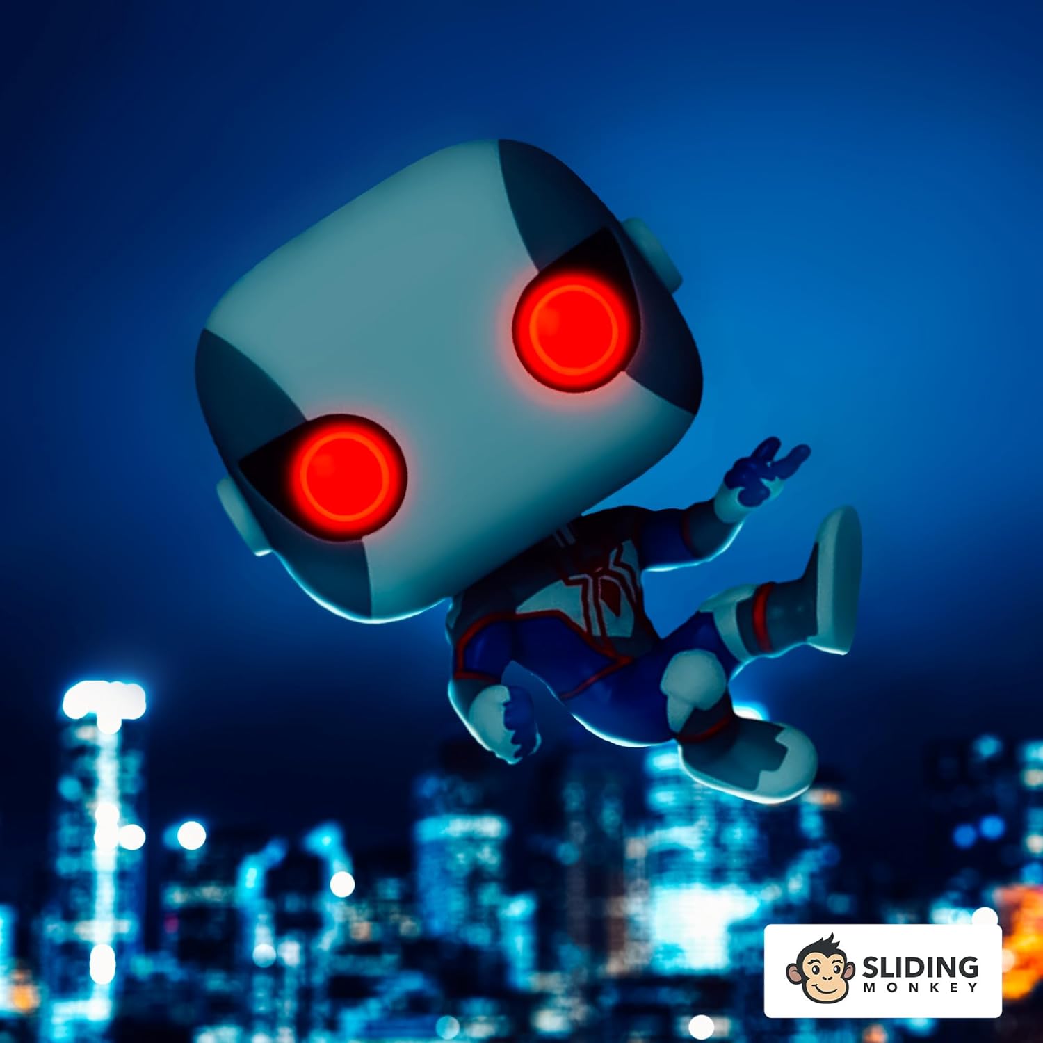 Funko Pop! Marvel: Spider-Man Bug-Eyes Armor - (White/Blue), Convention - Marvel Comics - Amazon Exclusive - Collectable Vinyl Figure - Gift Idea - Official Merchandise - Toys for Kids & Adults