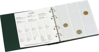 Leuchtturm 300115 Münzalbum NUMIS - 5 Hüllen für verschieden große Münzen mit 44, 34, 25, 17 mm Durchmesser - grün Rot, Ohne Schutzkassette