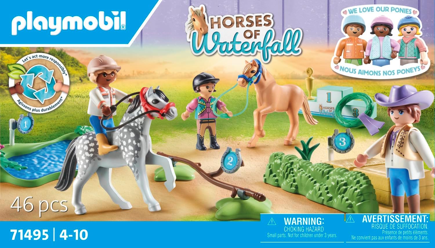 PLAYMOBIL Horses of Waterfall 71495 Ponyturnier, spannende Wettkämpfe für kleine Champions, mit umfangreichem Zubehör, detailreiches Spielzeug für Kinder ab 4 Jahren