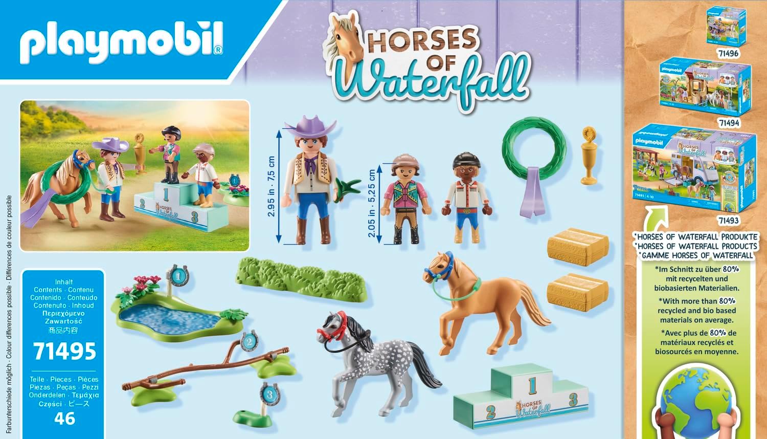 PLAYMOBIL Horses of Waterfall 71495 Ponyturnier, spannende Wettkämpfe für kleine Champions, mit umfangreichem Zubehör, detailreiches Spielzeug für Kinder ab 4 Jahren
