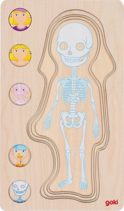 goki 57362 Layered Puzzle Girl 29 Pieces Wooden 5 Levels Promotes Science Thinking