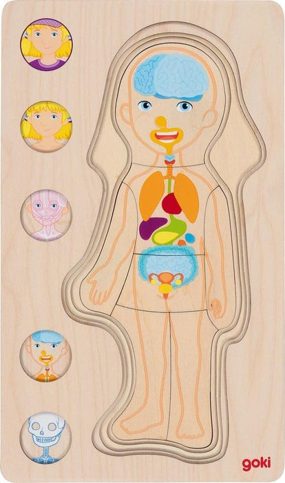 goki 57362 Layered Puzzle Girl 29 Pieces Wooden 5 Levels Promotes Science Thinking