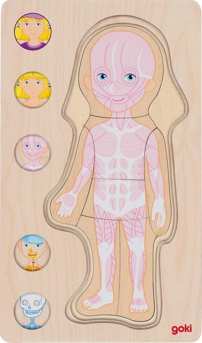 goki 57362 Layered Puzzle Girl 29 Pieces Wooden 5 Levels Promotes Science Thinking
