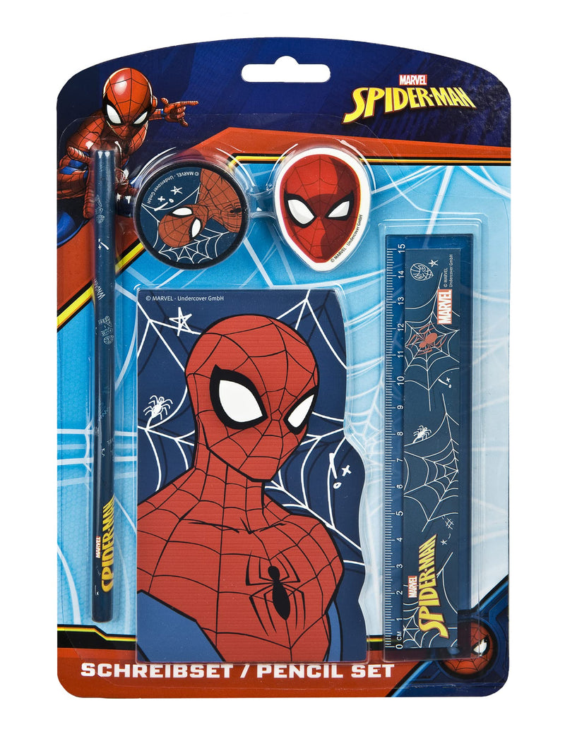 Undercover 660000019 - Spider-Man Pencil Set - Spider-Man Pencil Set, Includes Eraser, Pencil, Ruler, Notepad and a Sharpener